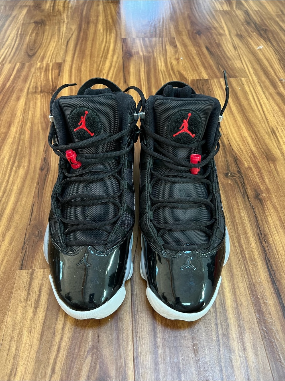Jordan Black and Red High-Top Sneakers